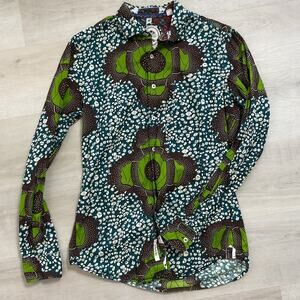 Ganesh Long Sleeve Button Down Shirt Mens Small
